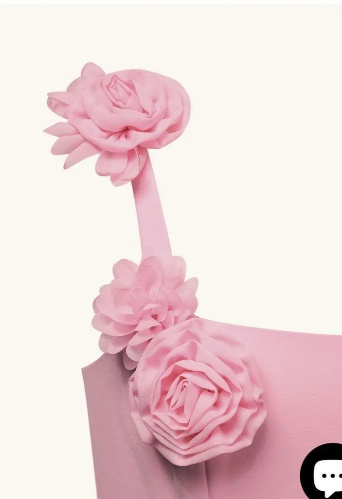 JW Pei Pink Elaina Rosette Applique Mini Dress - Image 3