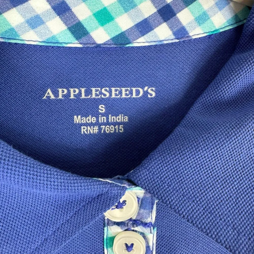 Appleseed's Blue Cotton 3/4 Sleeve Collared 1/4 Button Knee Length Dress Size S - Image 5