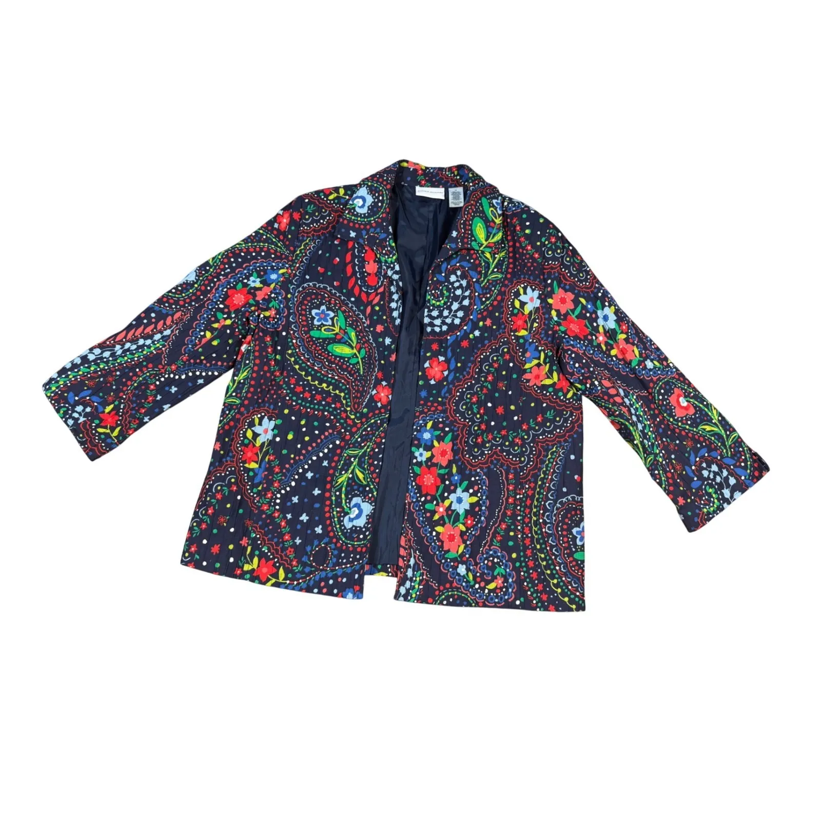 Alfred Dunner Colorful Floral Paisley Print Open Front Jacket Blazer Size 14 - Image 2