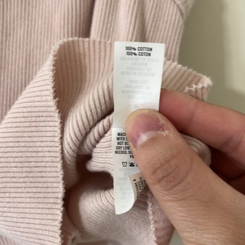 Aerie Blush Pink Halter Neck Ribbed Raw Hem Cropped Tank Top Size Medium - Image 5