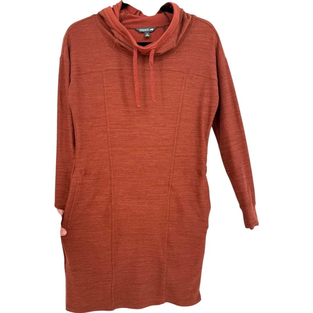 Toad & Co Intermosso Hooded Dress Rust Orange Pullover Size Small Acivewear - Image 8