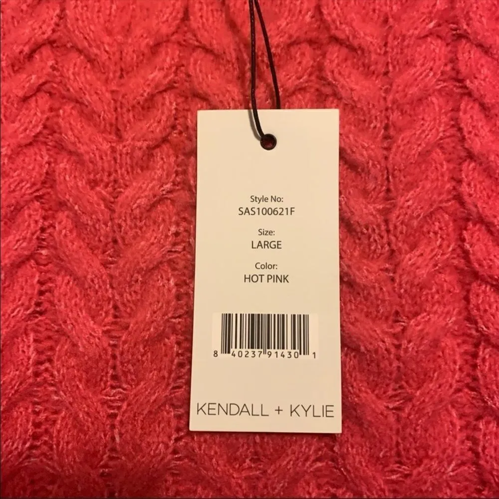 ✨ Kendall + Kylie Hot Pink Chunky Cable Knit Slightly Crop Sweater ✨ - Image 5