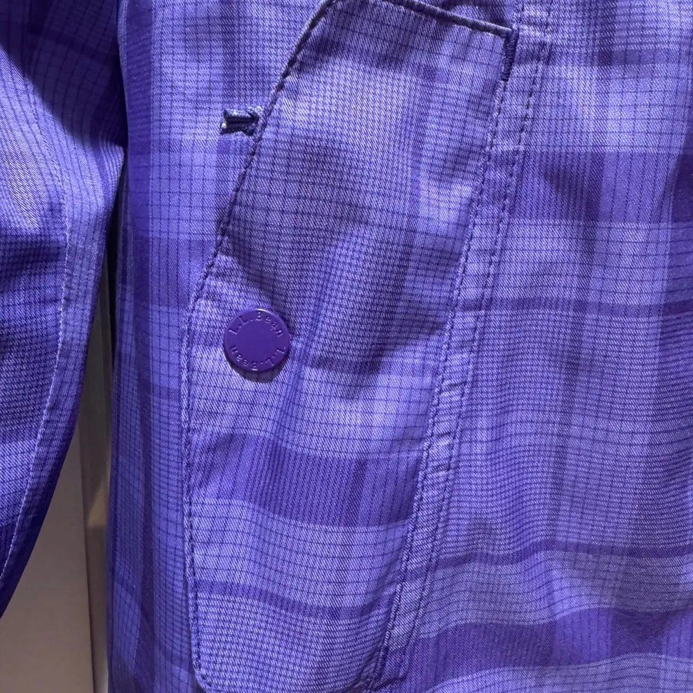 L.L. Bean Purple Plaid Hooded Rain Jacket Size M Waterproof Zip Up Size M - Image 8