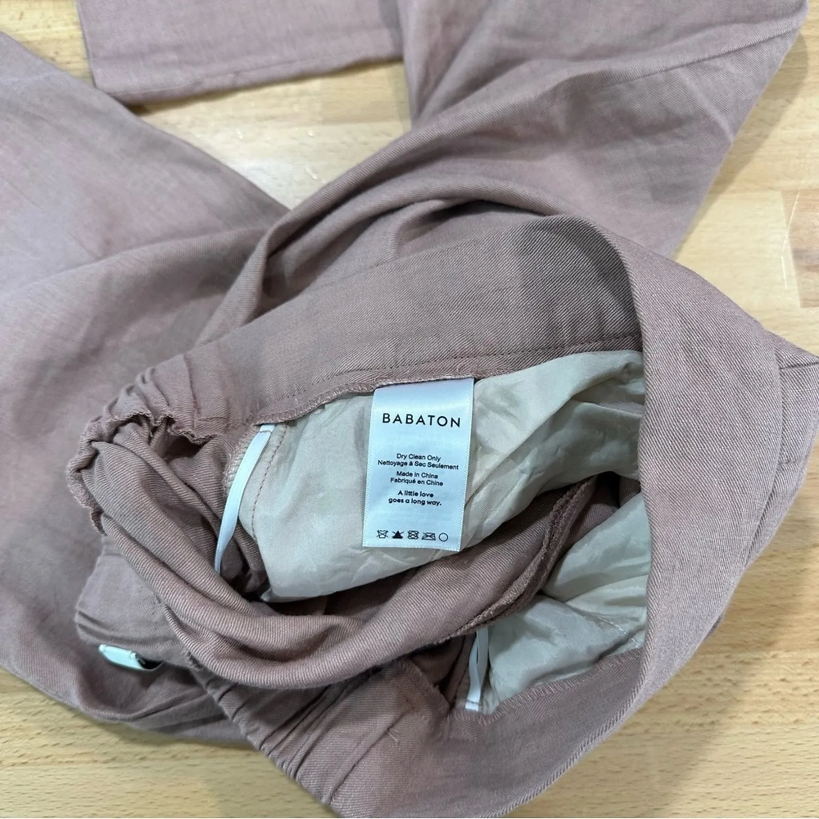 Aritzia Babaton Linen Blend Cropped Pant Blush Pink Pull on size 0 - Image 7