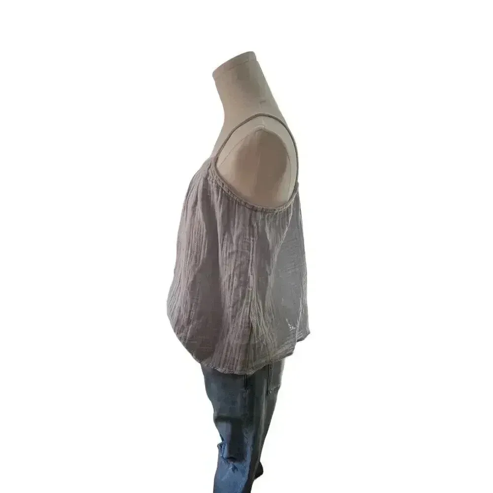 H&M Women XS Tank Blue Cotton Gauzy Coastal Cottage‎ Boho Comfort - Image 5