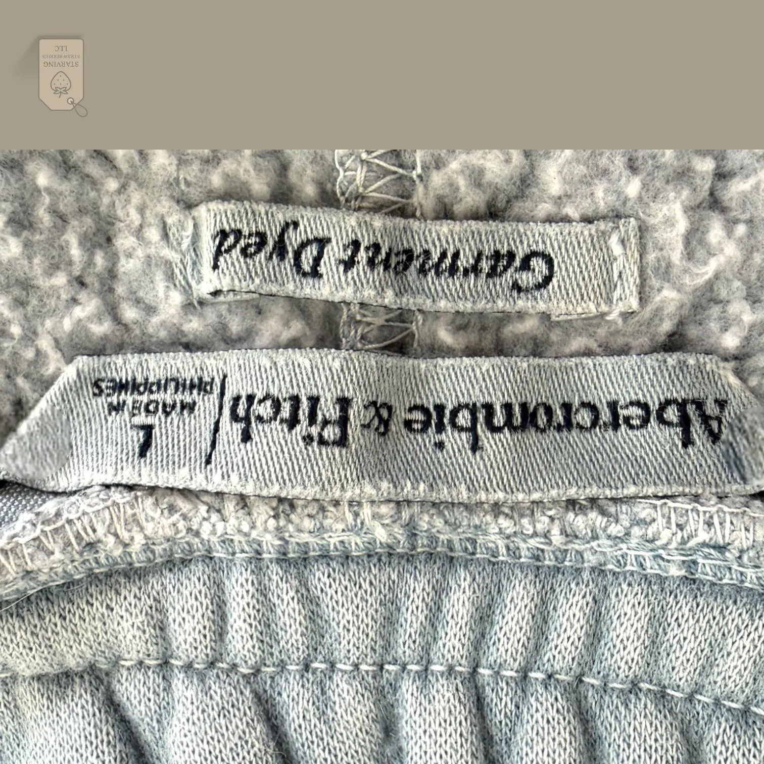 Abercrombie & Fitch Garment Dyed Blue Fleece Joggers Sweatpants Size L - Image 7