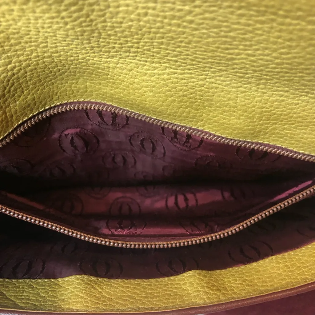 CARTIER Front Flap Clutch In Wine & Golden Tan Tumbled Leather w/ DUST BAG - Image 6