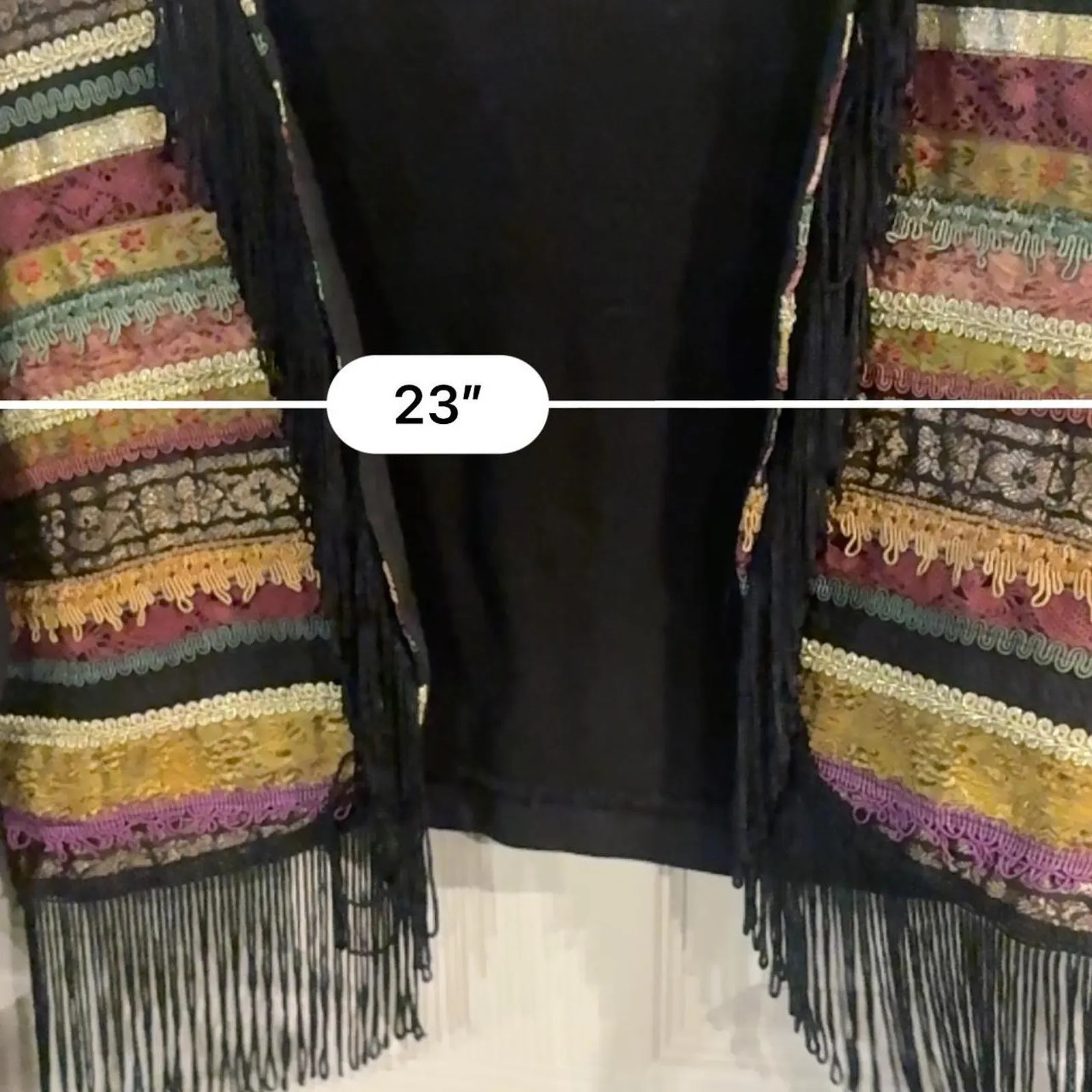 Jou Jou Black fringe jacket with multi coloured Size M - Image 4