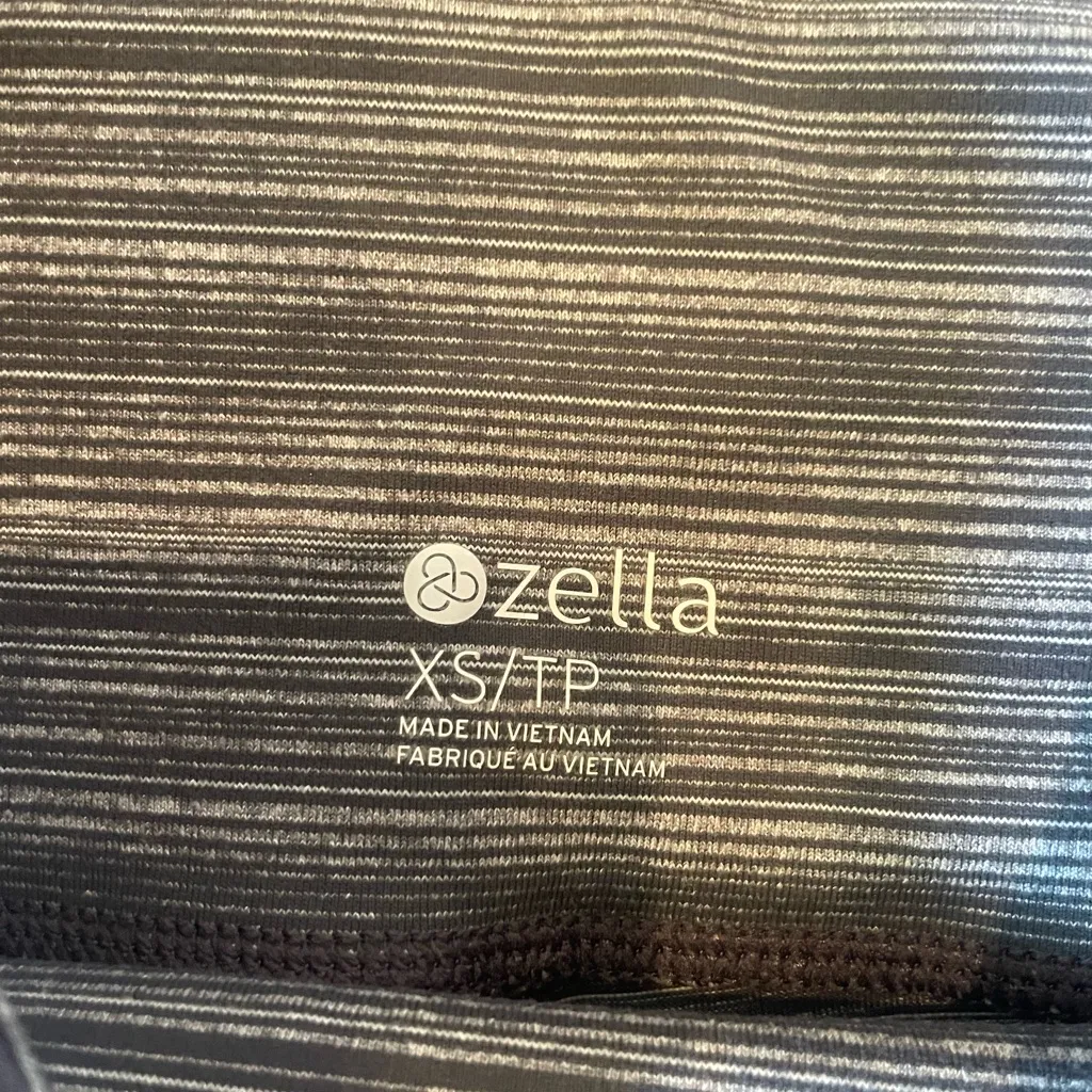 Zella High Waist Cropped Leggings XS/TP Gray Striped Mesh Panels - Image 2