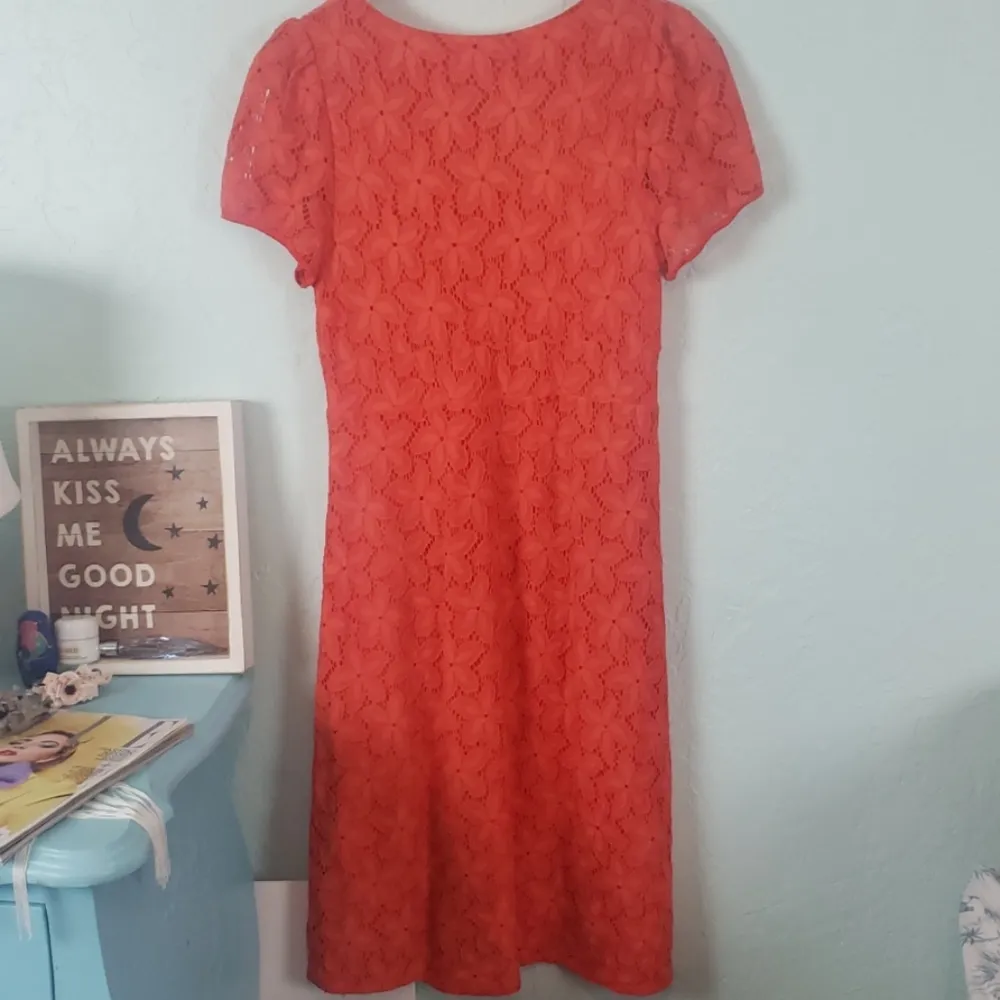 Anthropologie brand - Leifnotes Dogflora coral orange lace dress - Image 6