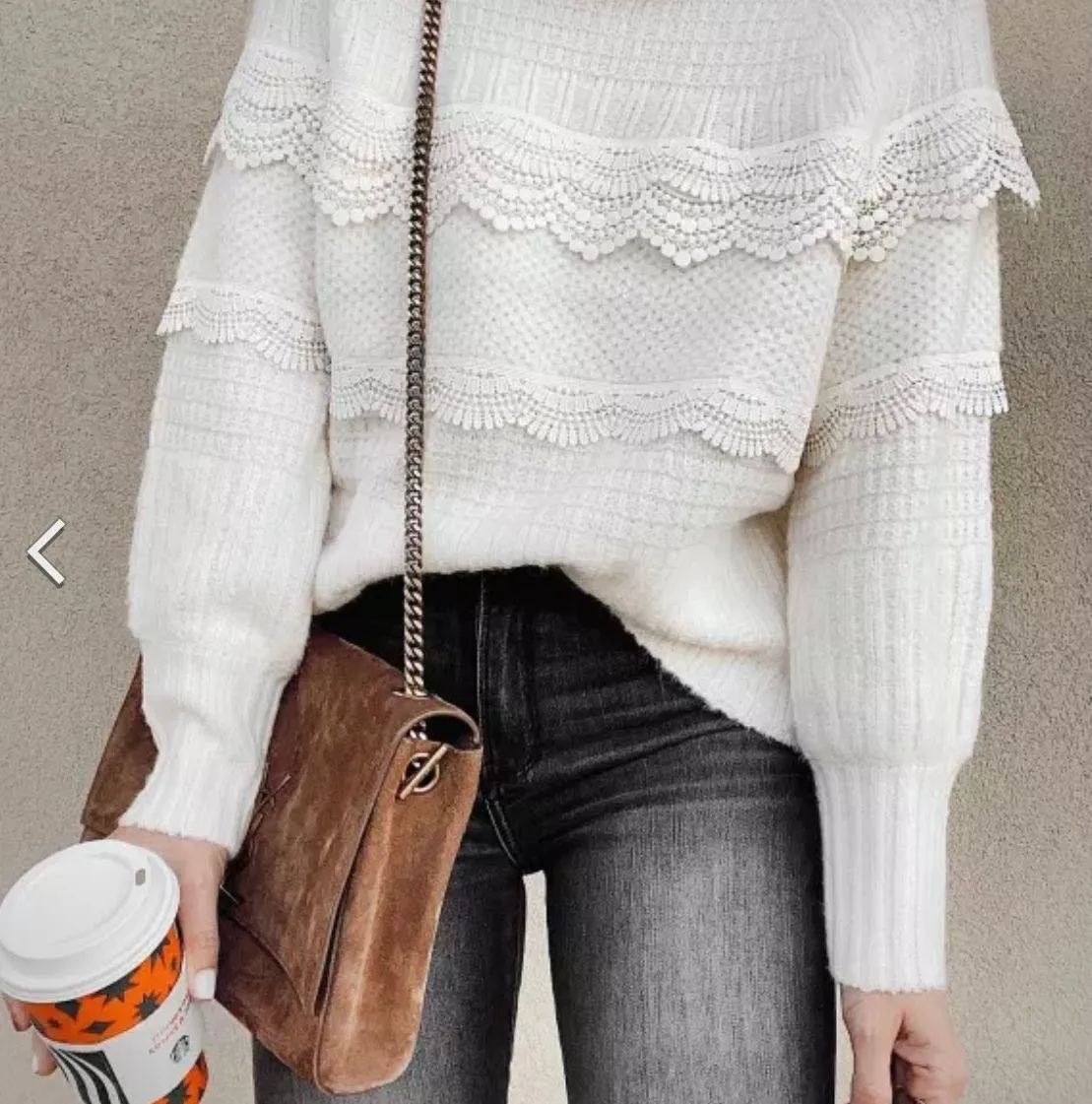 Tiered Lace Ribbed Sweater - Image 2