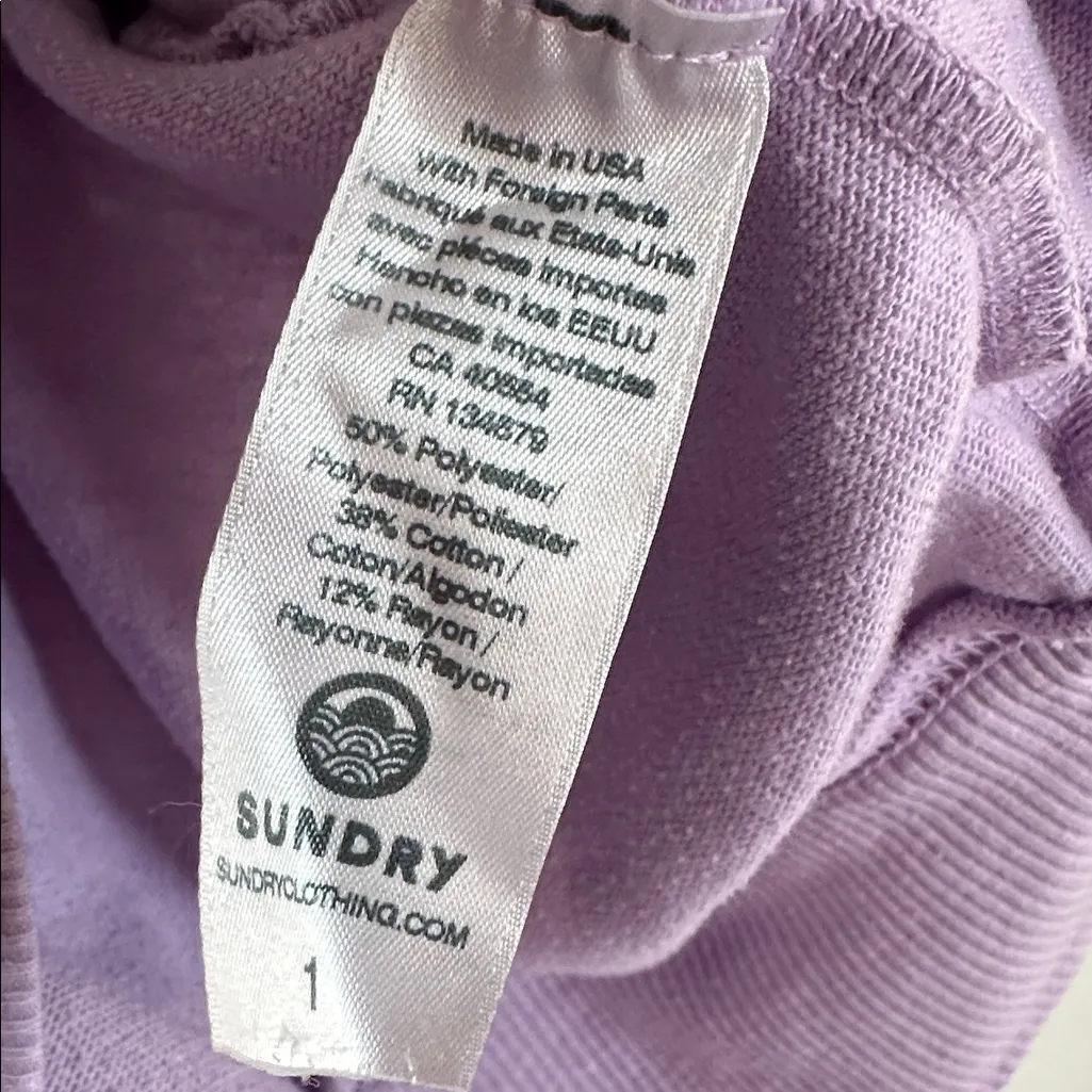 Sundry Lavender Purple Short Sleeve Sweater Top Sporty Prep Spring Size 1 Small - Image 5