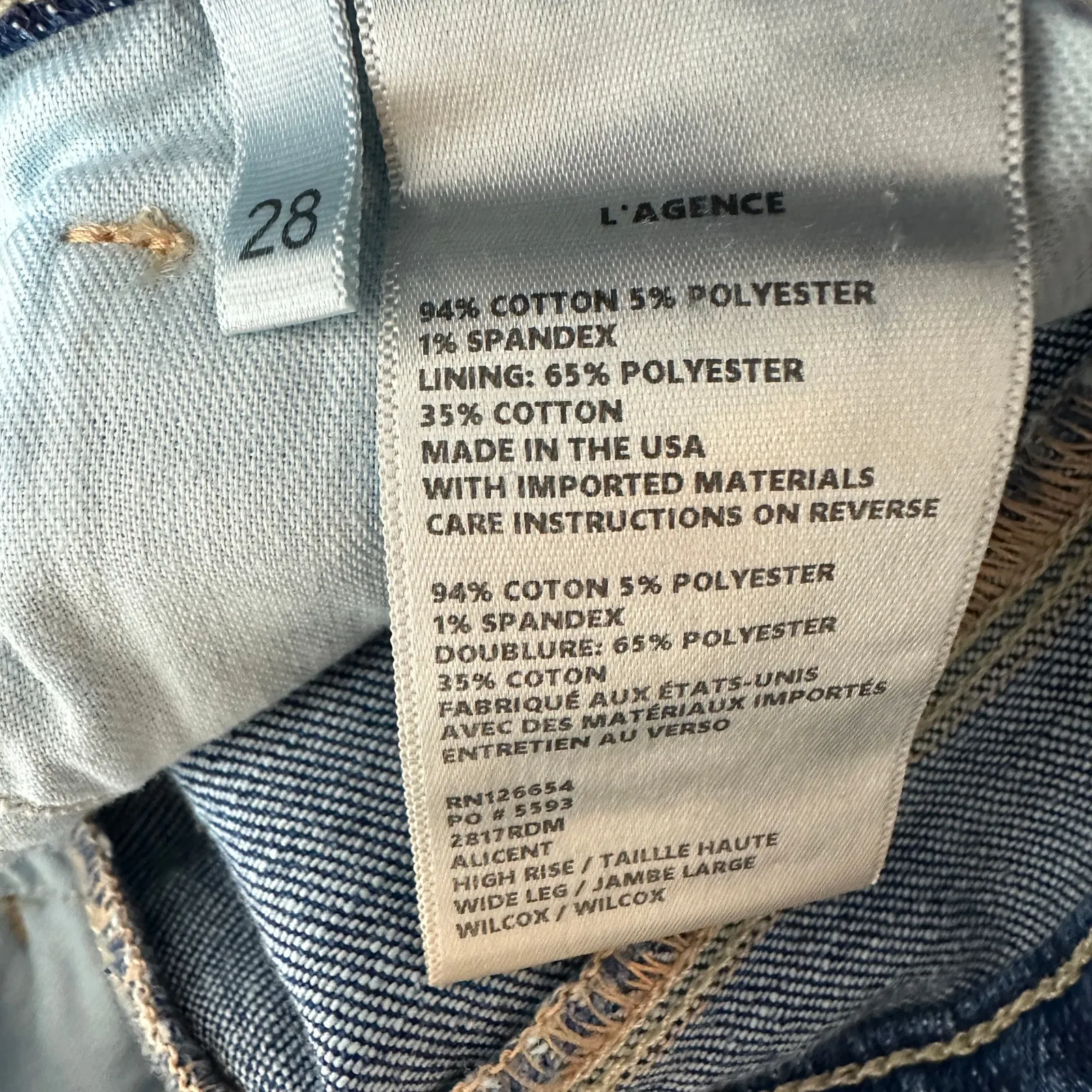 L'AGENCE Alicent High Waist Wide Leg Jeans in Wilcox Blue Relaxed US 28 NWT - Image 13