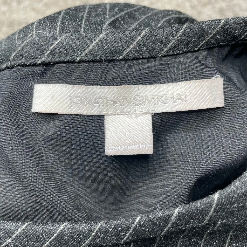 Jonathan Simkhai Sleeveless Fit & Flare Pinstripe Striped Mini Dress Dark Grey 2 Gray - Image 4