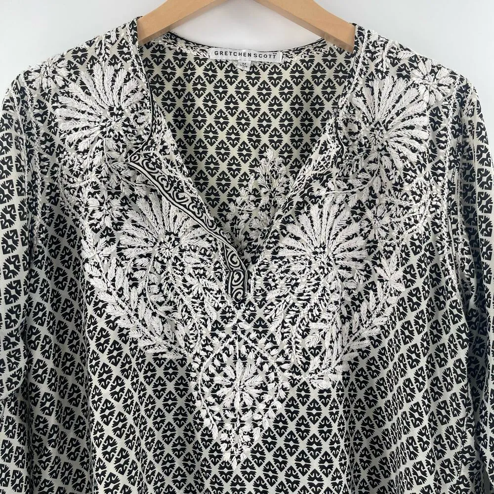 GRETCHEN SCOTT Tunic Top Size Medium In The Mist Embroidered Embroidery *Damage - Image 7