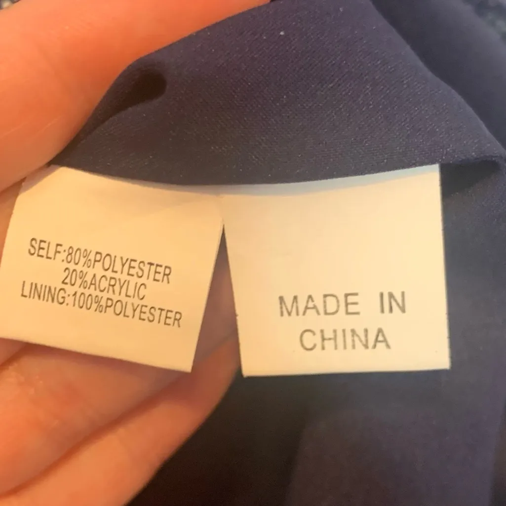 Kay Unger Blue Tweed Sheath Dress Fringe Sleeves Square Neck - Image 3