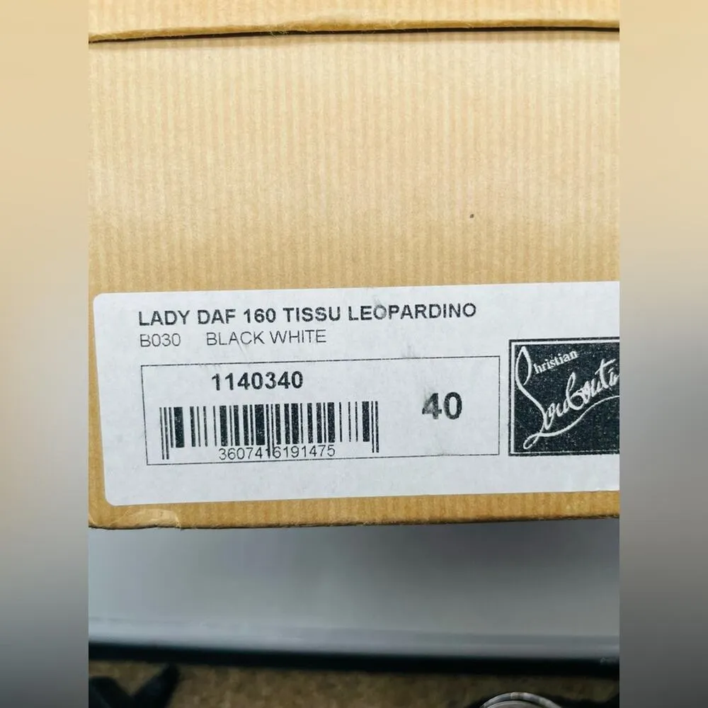 Christian Louboutin Black White Tissu Leopardino Lady Daf 160mm Pumps EU40 US 10 - Image 2