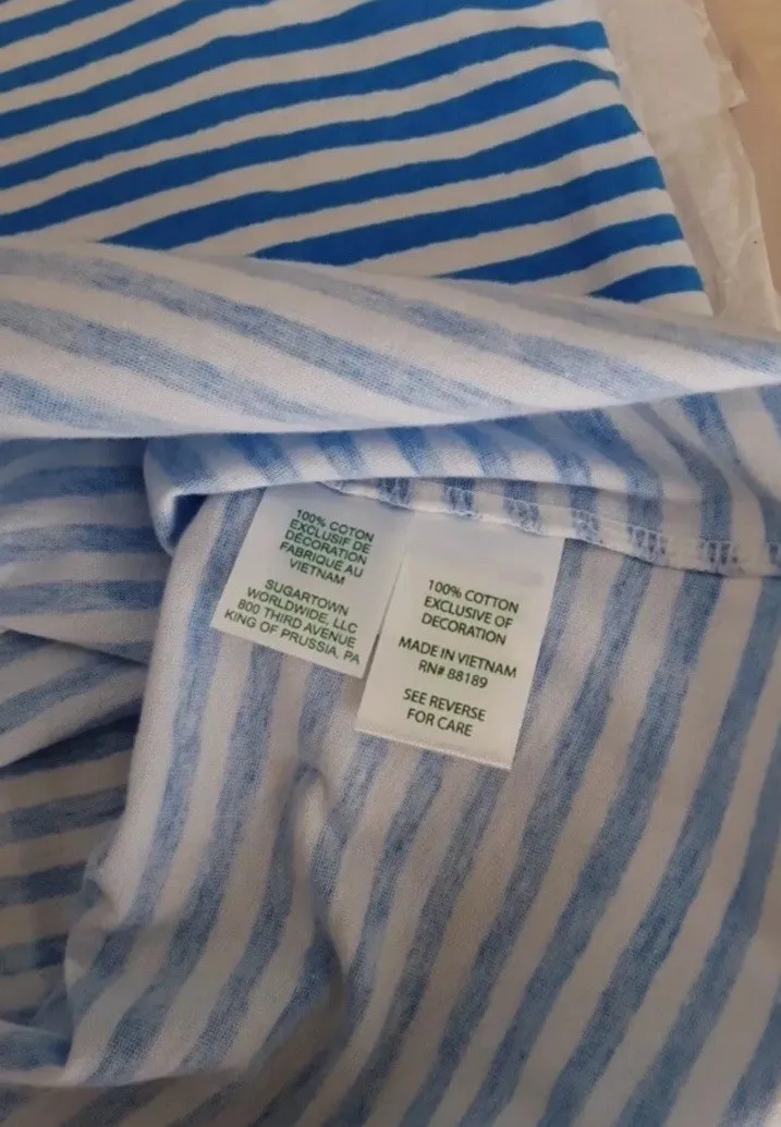 Lilly Pulitzer Agee Top Blue Beach Happy Stripe with Eyelet Trim Sz XS - Image 5