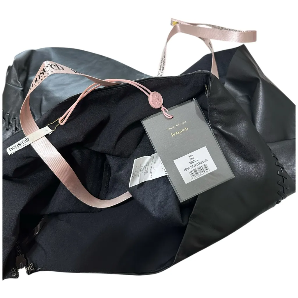 HOUSE OF CB Nova Vegan Leather Mini Skirt, Black, Large - Image 12