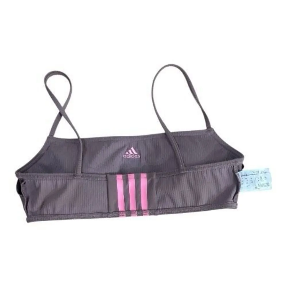 Adidas Iconisea Ribbed Lilac/Pink Bikini Top Size M Medium Support Pull-On - Image 7