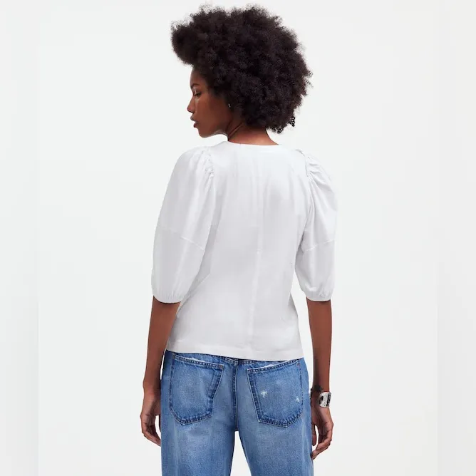 Madewell women’s Puff-Sleeve Tee short sleeve cotton white Size XXS NWT - Image 3