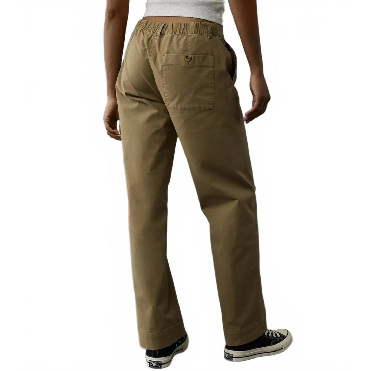 AE Short Stretch Mid-Rise Stovepipe Khaki Pant American Eagle Green NWT Size 2S - Image 2