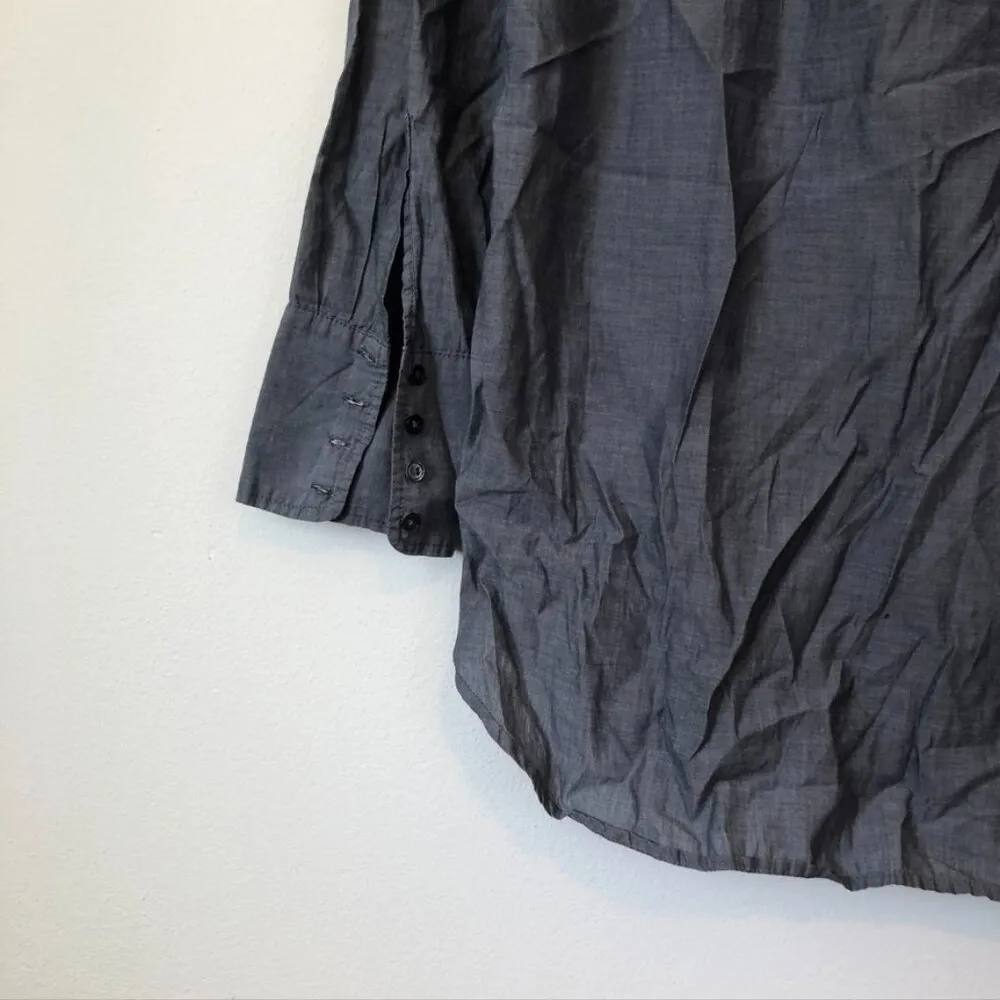 J. CREW Tuxedo Beach Tunic Muted Blue Denim Look Chambray Long Sleeve Cotton S - Image 11