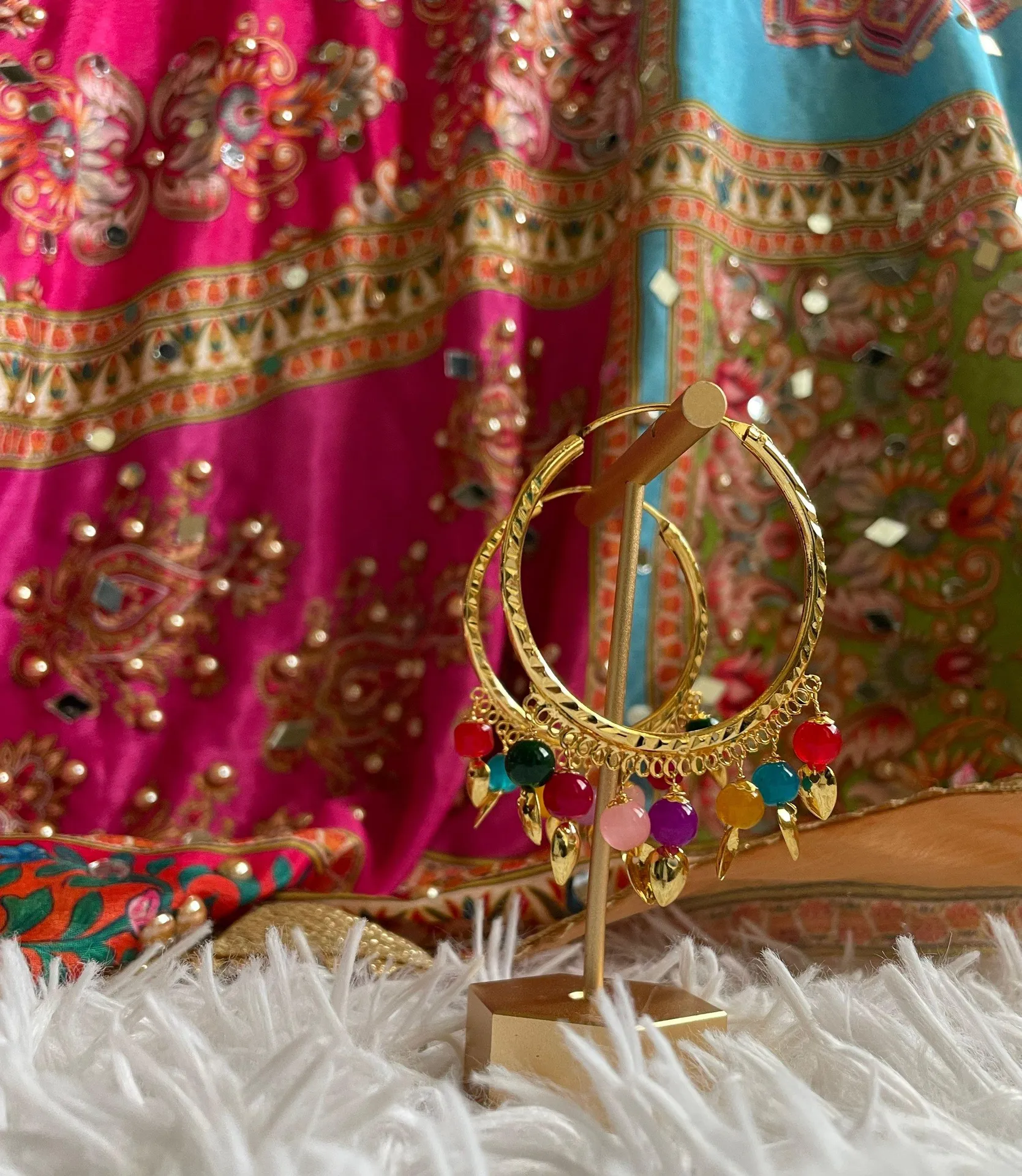 Golden Hoop Earrings Gold - Image 3