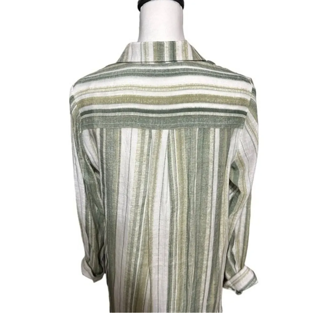 Nanette Lepore Green Striped Popover Tunic Top M - Image 7