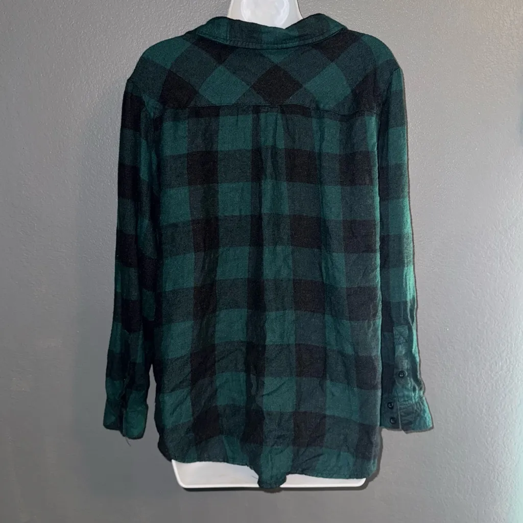 Torrid Green Gingham Soft Spring Long Sleeve Flannel Shirt Womens Large XL 1X - Image 5