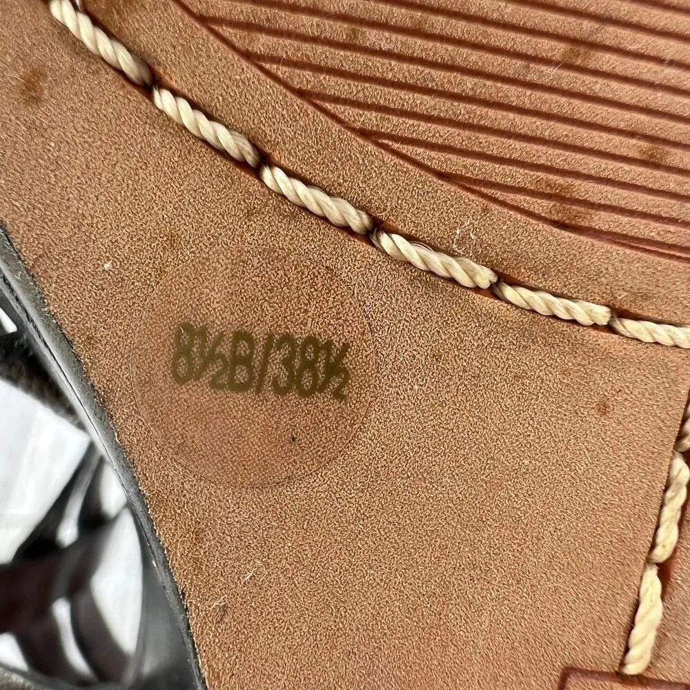 Vince Camuto Gladiator Wedge Sandals Gun Metal Embellished Size 8.5B Strappy - Image 6