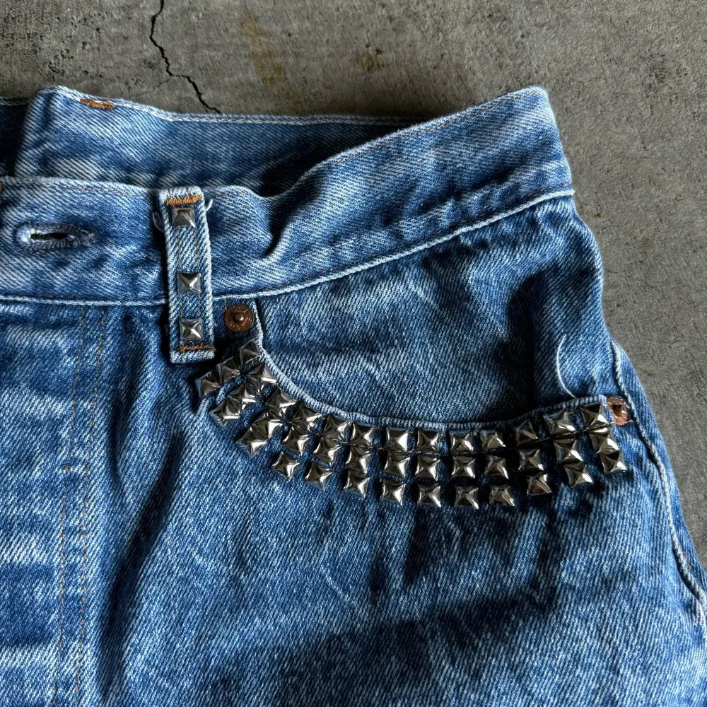 Levi’s 501 High Rise Cutoff Jeans Custom Studded Button Fly Shorts - Image 2