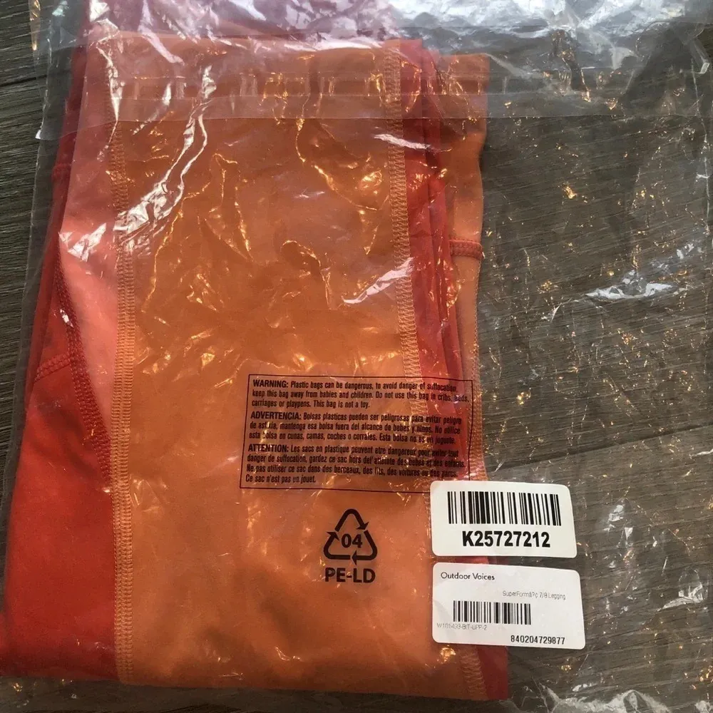 Outdoor Voices SuperForm 7/8 Leggings Orange Color Block Womens Size XS - Image 2
