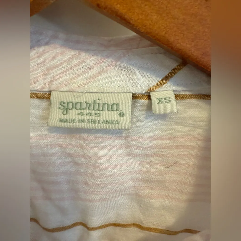 Spartina 449 100% Linen Stripped Collared Button Down XS - Image 3