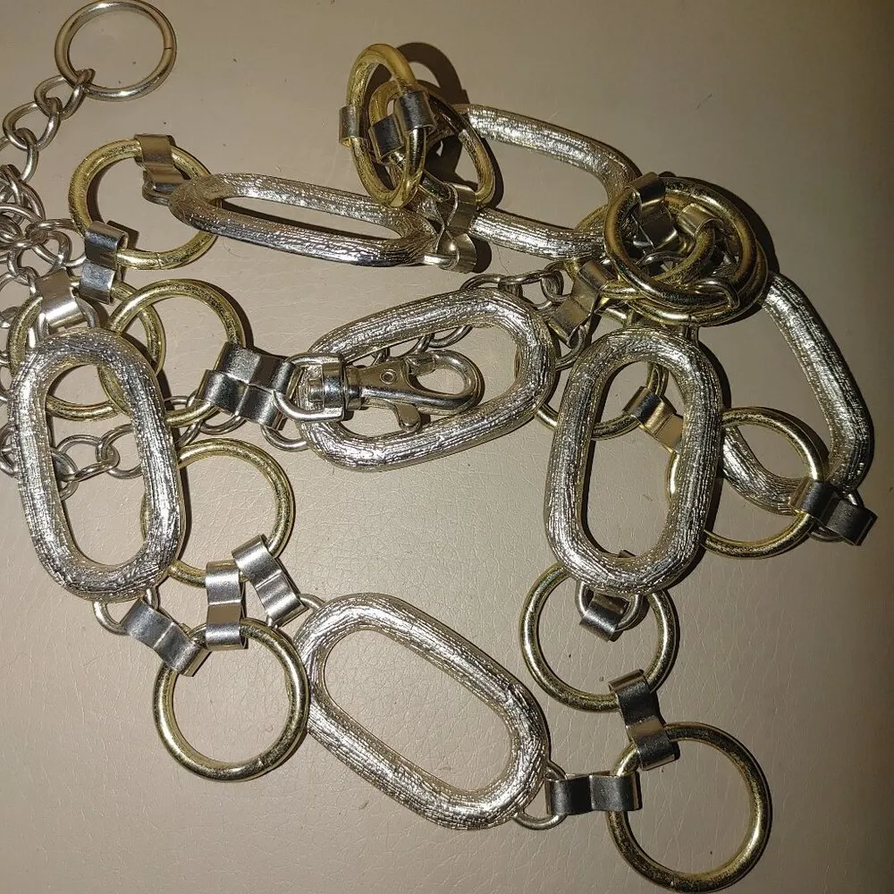 Link Belt Vintage Gold Silver Metal Chain Oval Round Clasp Closure Adjustable - Image 8