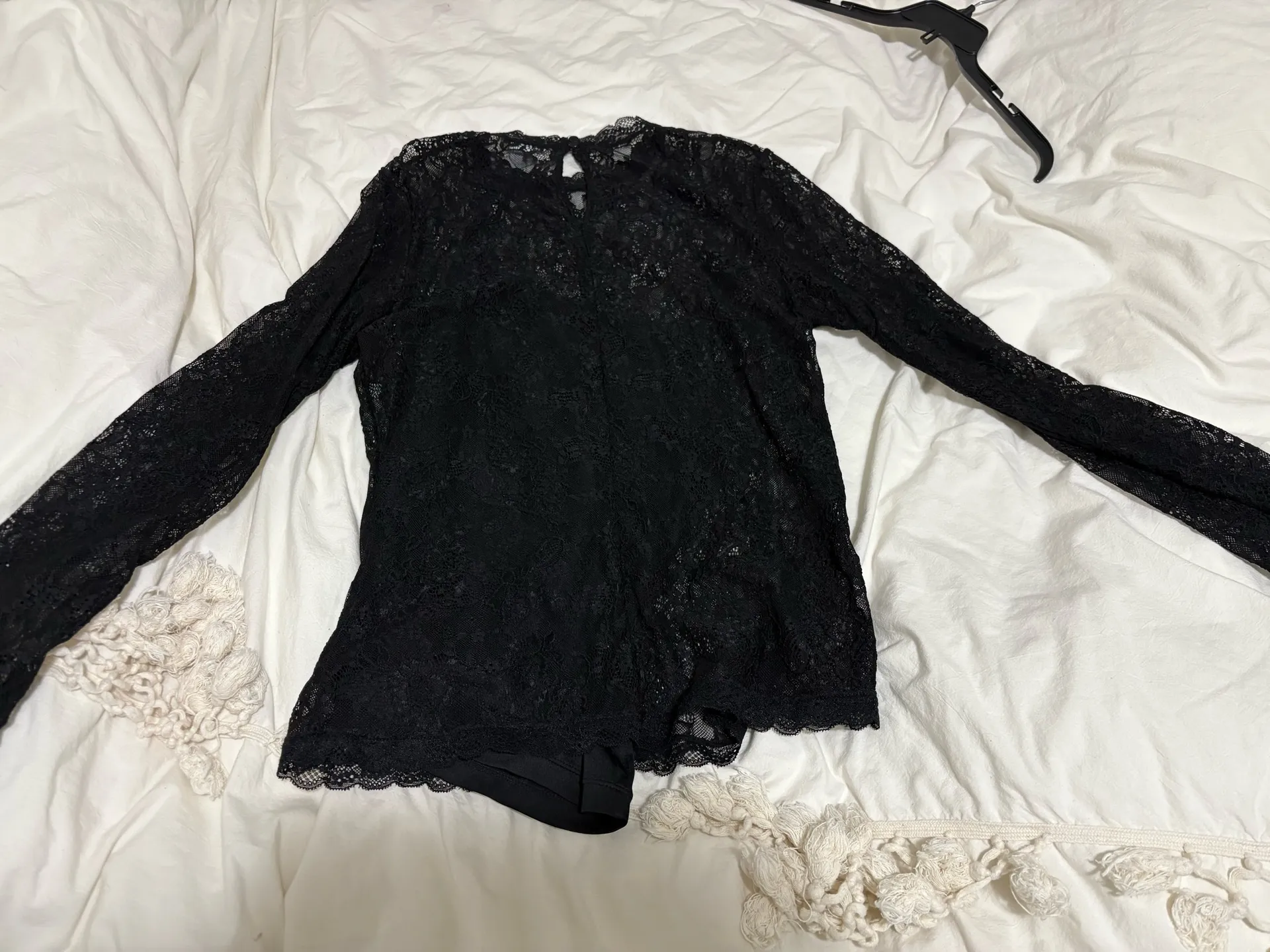 H&M Top Black Lace Long Sleeve - Image 3