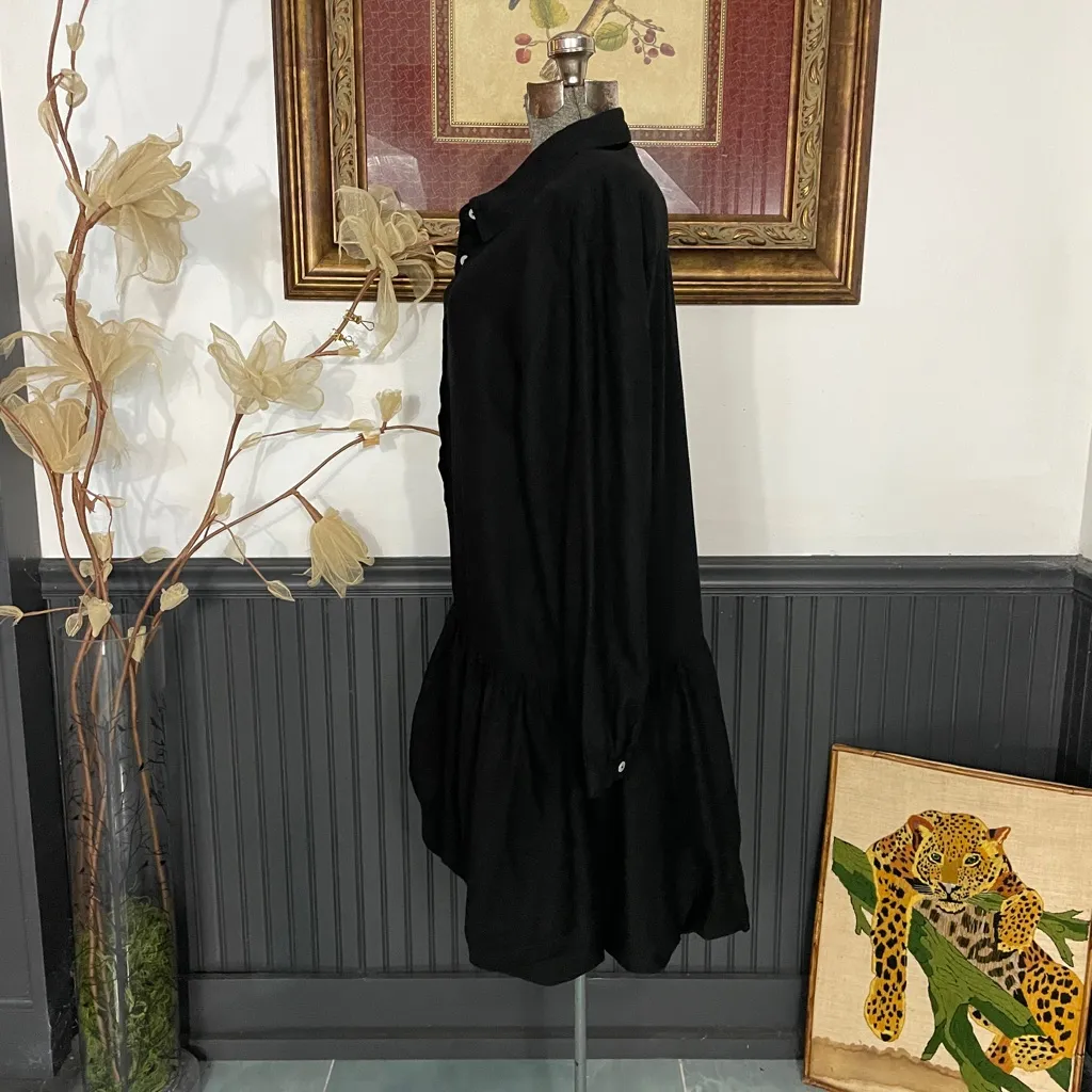 Cynthia Rowley Linen-Blend Button Up Drop Waist Bubble Hem Shirt Dress- M 💚🎀 - Image 5