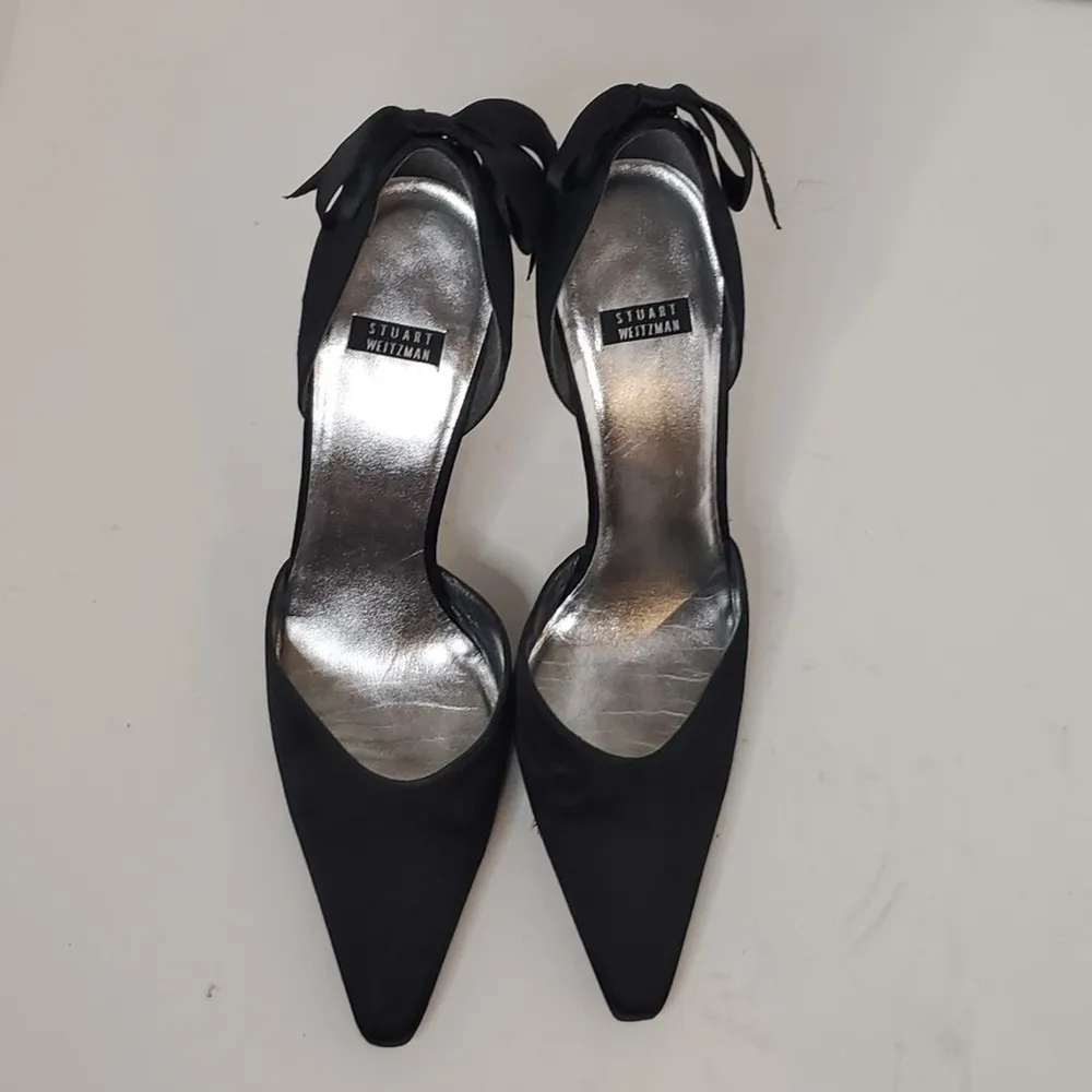 STUART WEITZMAN Satin Bow Accents D'Orsay Pumps Size 8 - Image 5