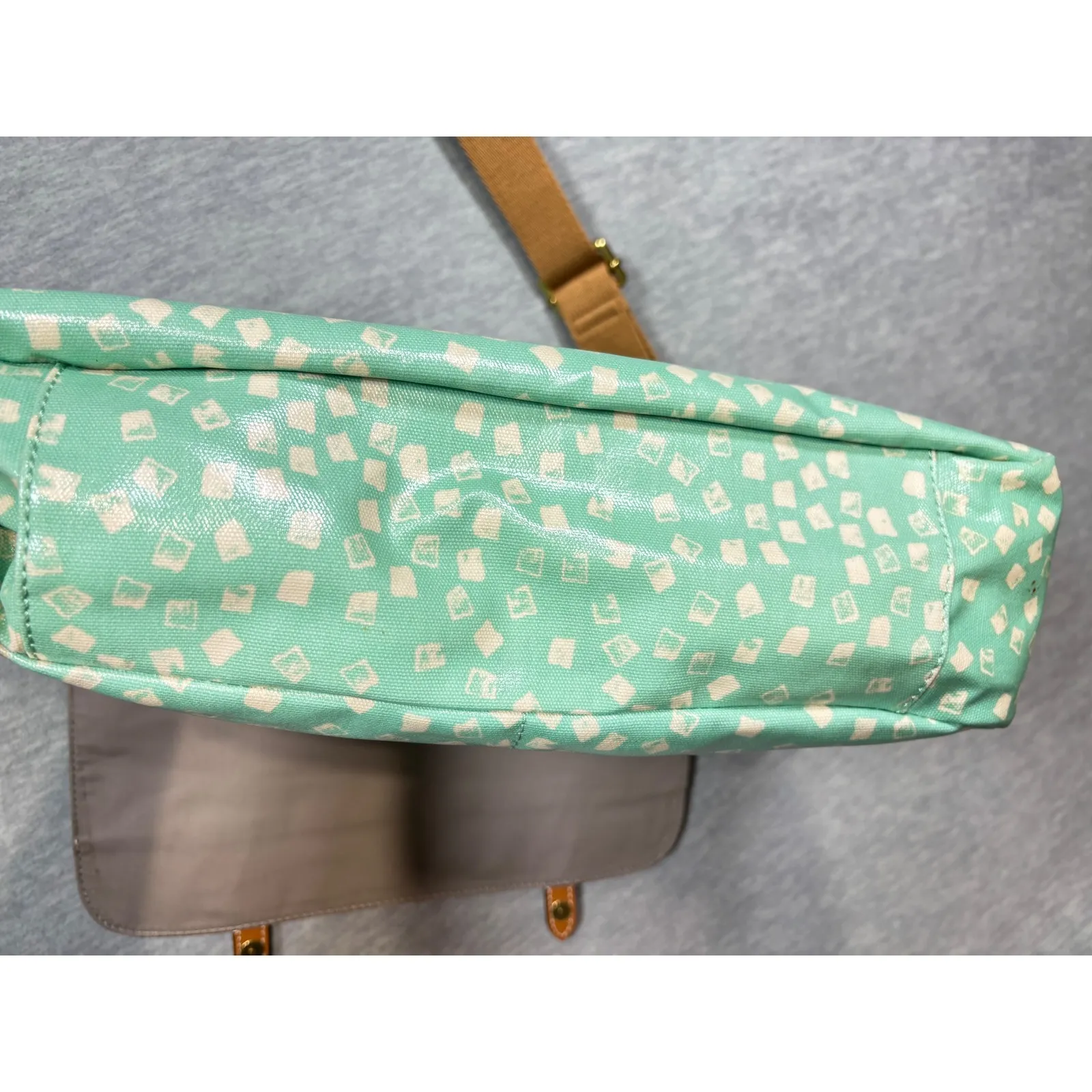Fossil Crossbody Messenger Bag Green‎ Laptop Coated Laminated - Image 7