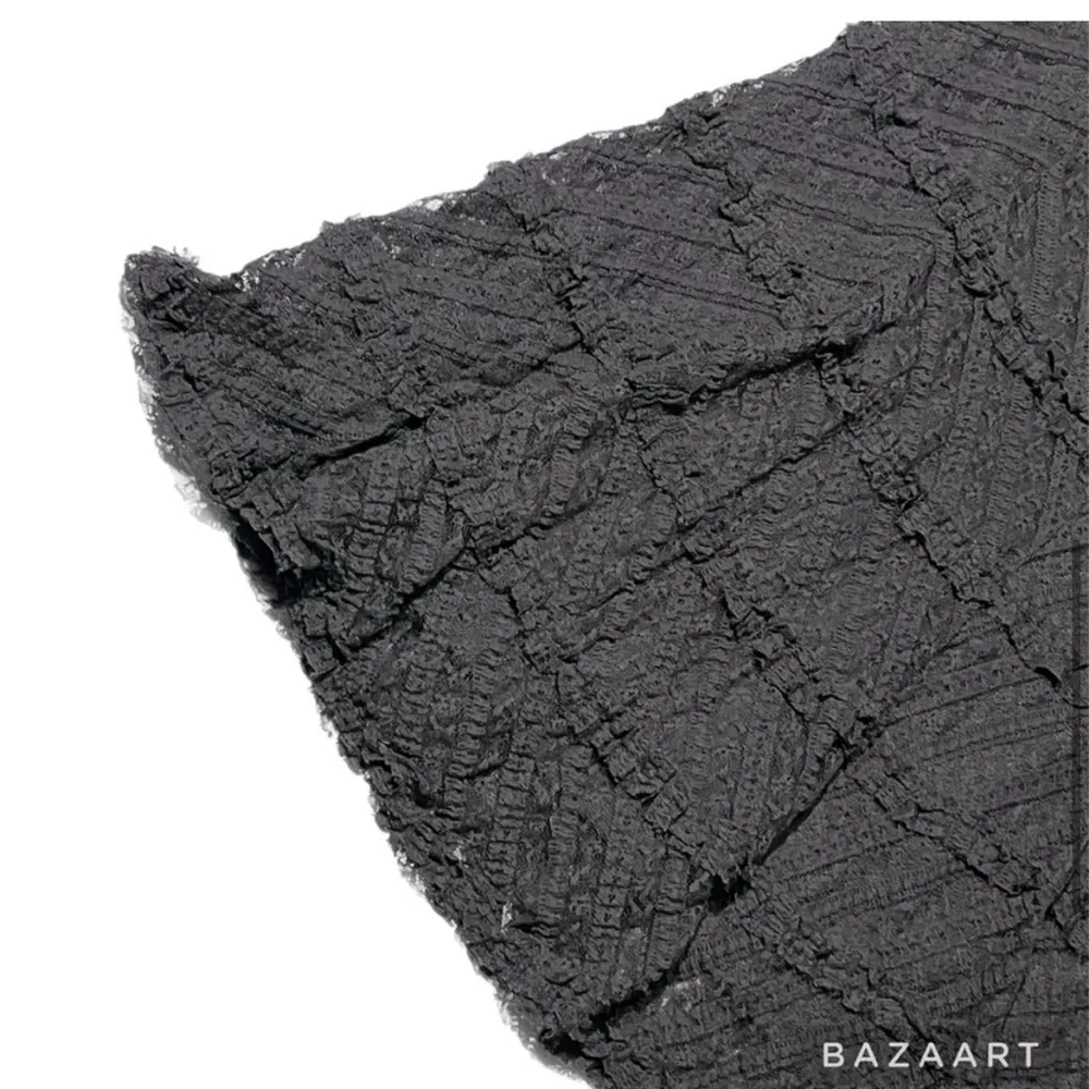 Tara Jarmon Charcoal Gray Lace Woven Tiered Lined Midi Fairy Skirt Size Small - Image 7