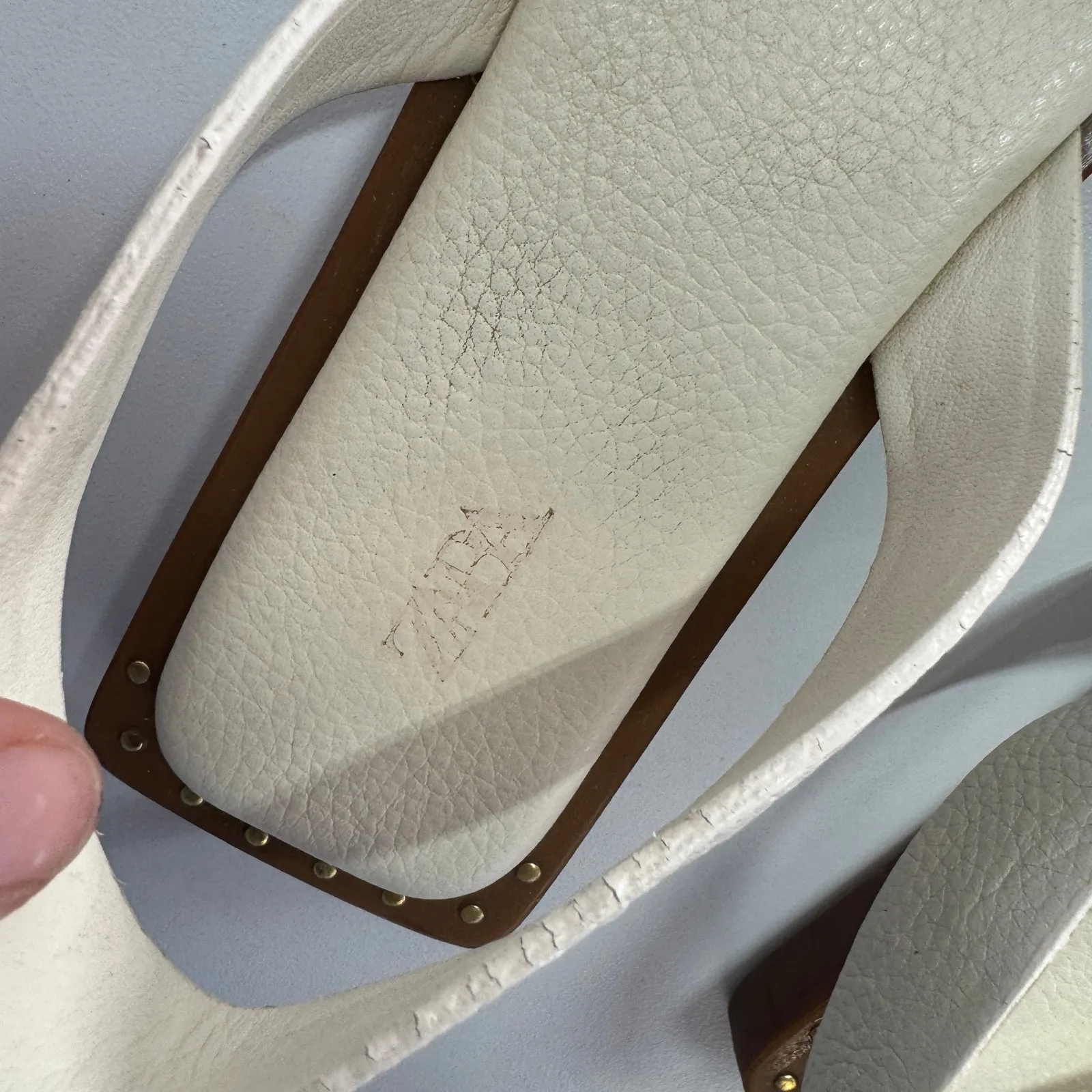 Zara Sandals Womens 37 6 White Cream Slingback Leather Flats‎ - Image 8