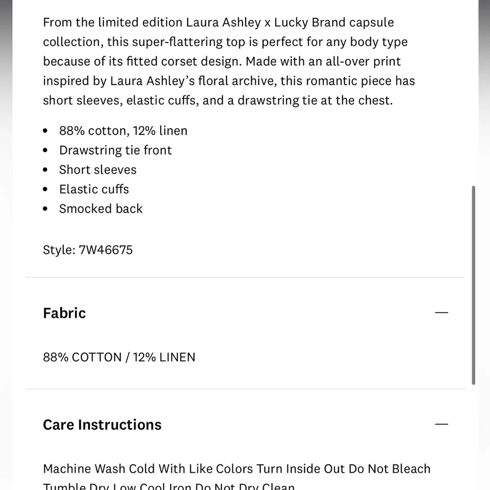 NEW Lucky Brand Laura Ashley Corset Floral Top Blue Short Sleeves Womens Size XL - Image 5