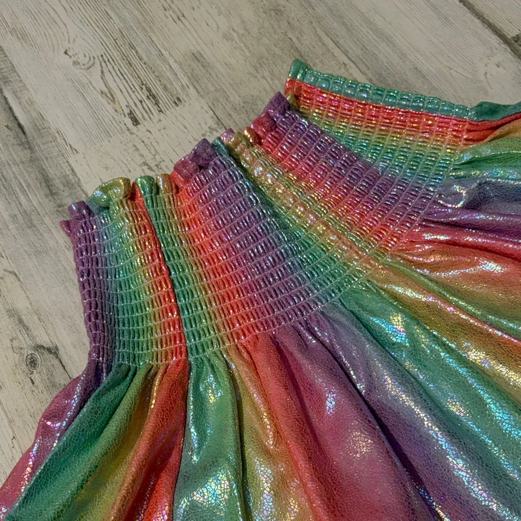 QUEEN OF SPARKLES Rainbow Shimmer Shorts/Skirt Size XS Pink - Image 2