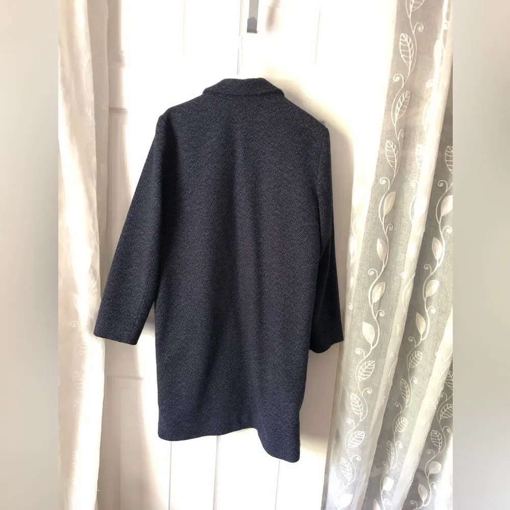 J. Jill Single Breasted Wool Blend Tweed Coat women size S button up Blue - Image 9