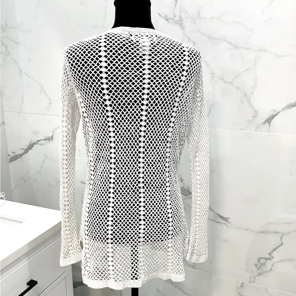Women’s crochet tunic/ cover up🌹 White Size M - Image 2