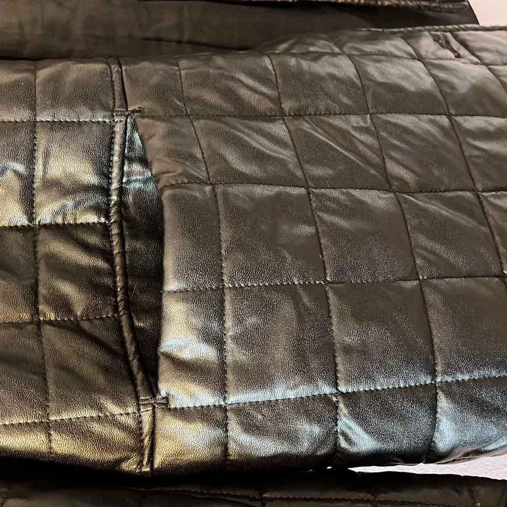 Sam Edelman Size Large Black Faux Leather Quilted Jacket‎ - Image 11