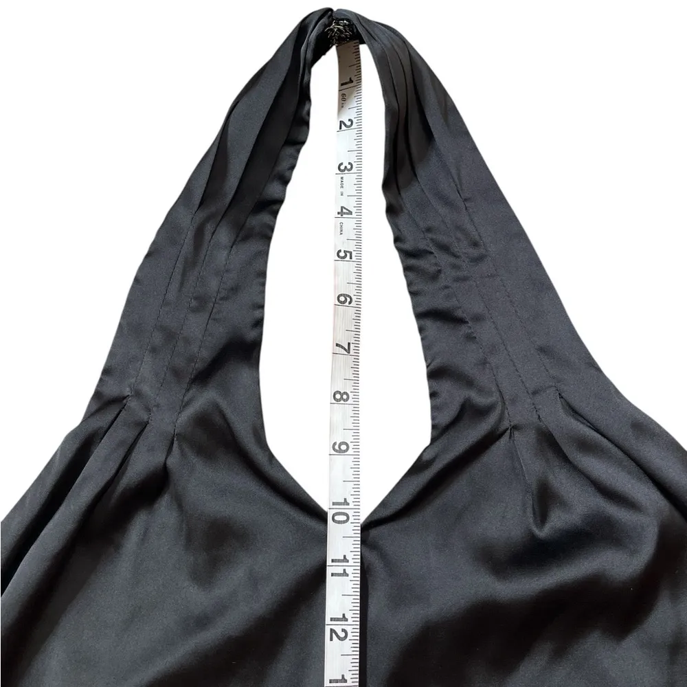 Superdown Black Satin Halter Top - Image 3