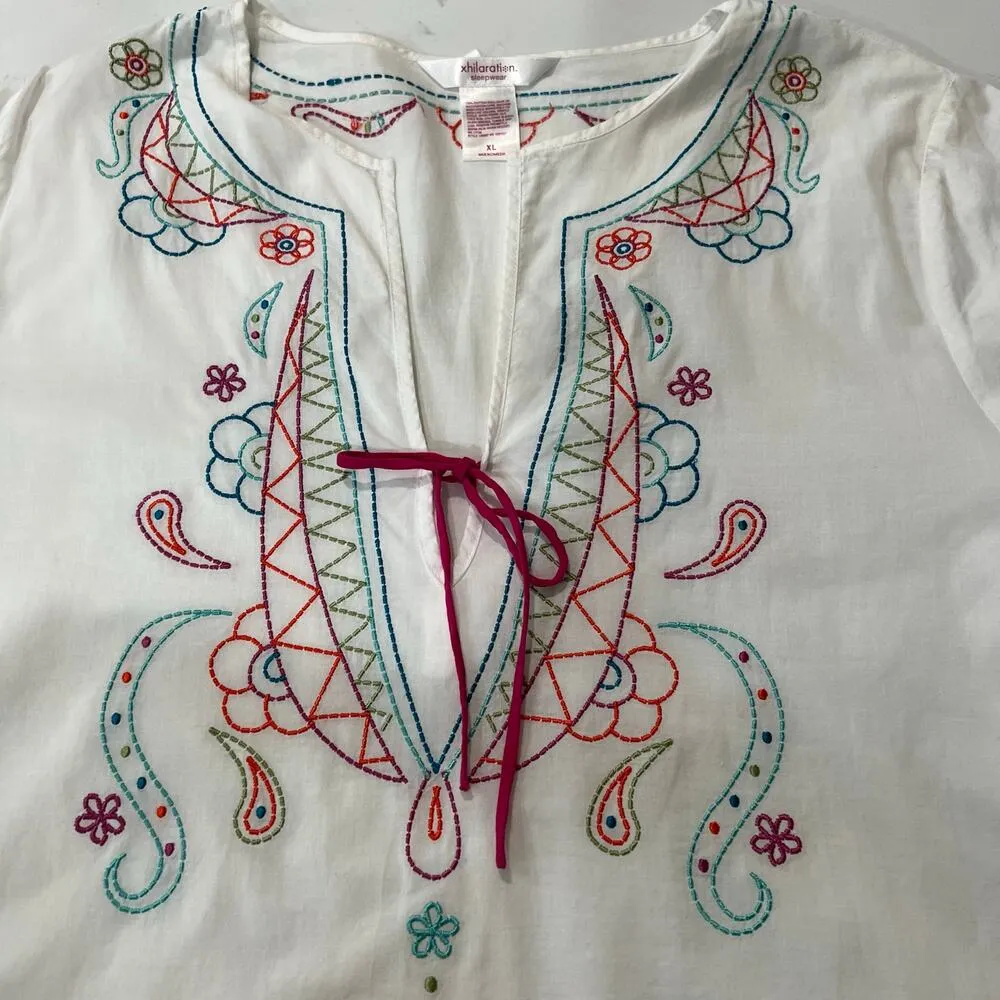 xhilaration Embroidered Tunic Sleepwear CoverUp Size XL Paisley Coastal
Boho - Image 7