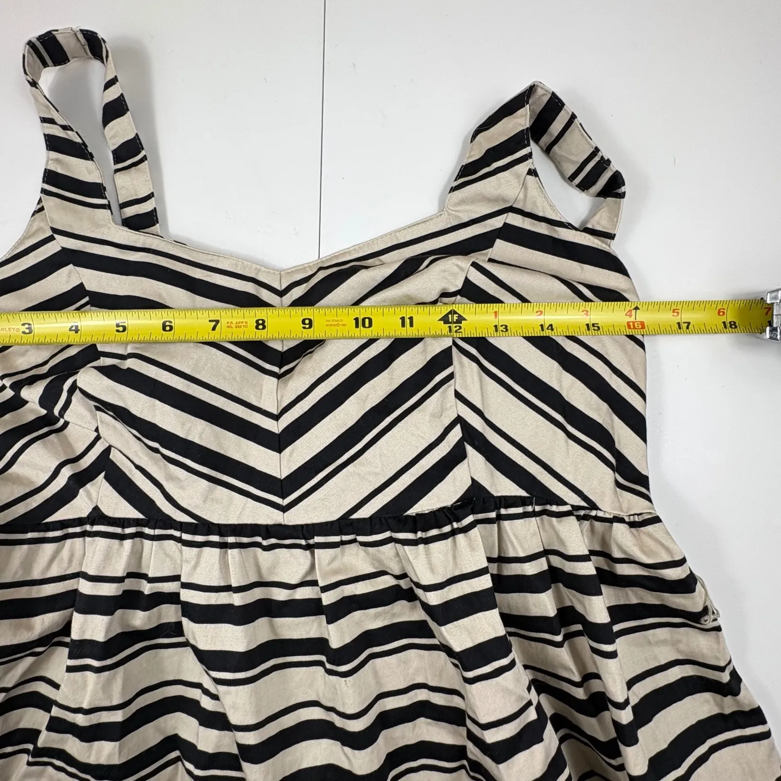 Motherhood Maternity Stripe Fit & Flare Dress‎ Women's M Sleeveless Black White - Image 5