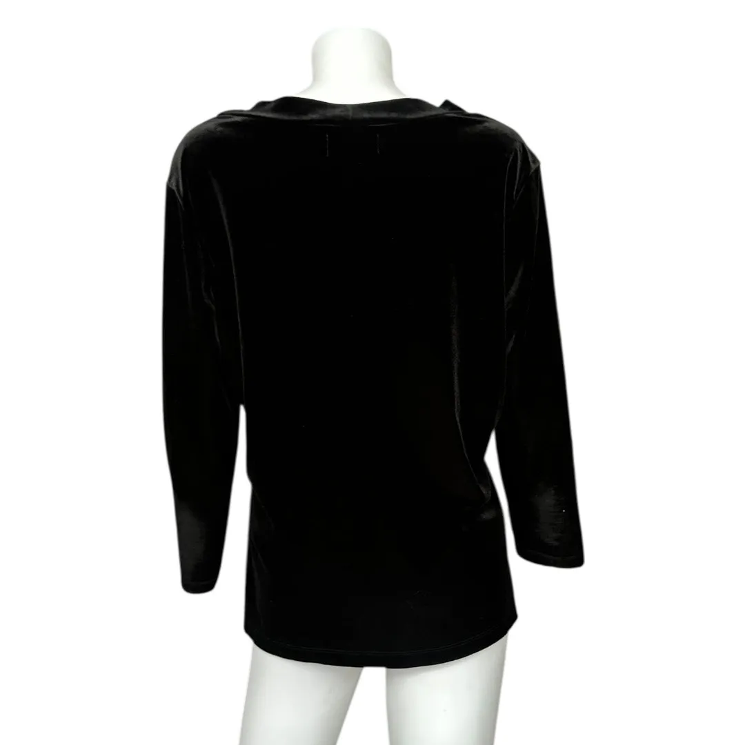 Covington stretch XL Black velvet long sleeve blouse - Image 9